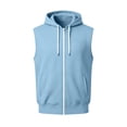 thumbnail image 3 of ZOYOEN Mens Sleeveless Hooded Vest- Casual Loose Fit Adjustable Drawstring Full Zip Fall Jacket Outwear Light Blue Size XL, 3 of 4