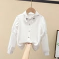 thumbnail image 6 of Cowsor Girls Vintage Regular Fit Ruffle Collar Blouse Long Sleeve Button Down Shirt, 6 of 7