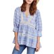 thumbnail image 1 of Free People Blusa tipo túnica con ribete de encaje Time Out para mujer, azul, talla mediana, 1 of 1
