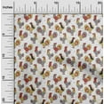 thumbnail image 2 of oneOone Polyester Spandex White Fabric Birds Rooster Dress Material Fabric Print Fabric By The Yard 56 Inch Wide, 2 of 5