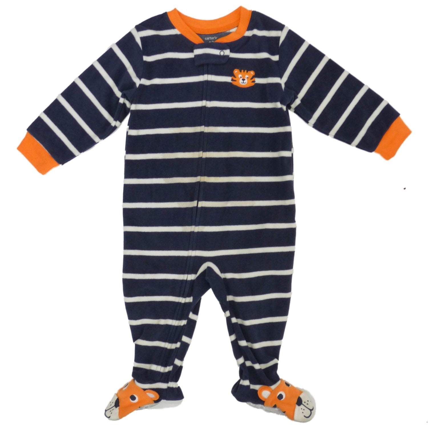 Carter's Carters Infant Boys Blue & White Striped Fleece Tiger Blanket Sleeper 12m Walmart