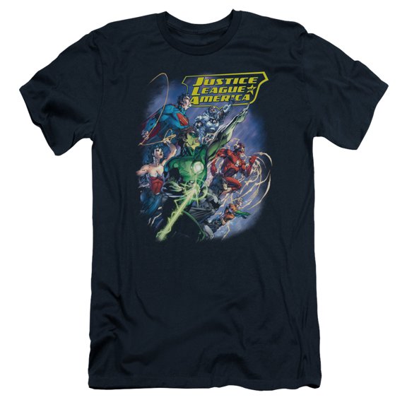 JLA Justice League Onward S/S Adult 30/1 T-Shirt Navy