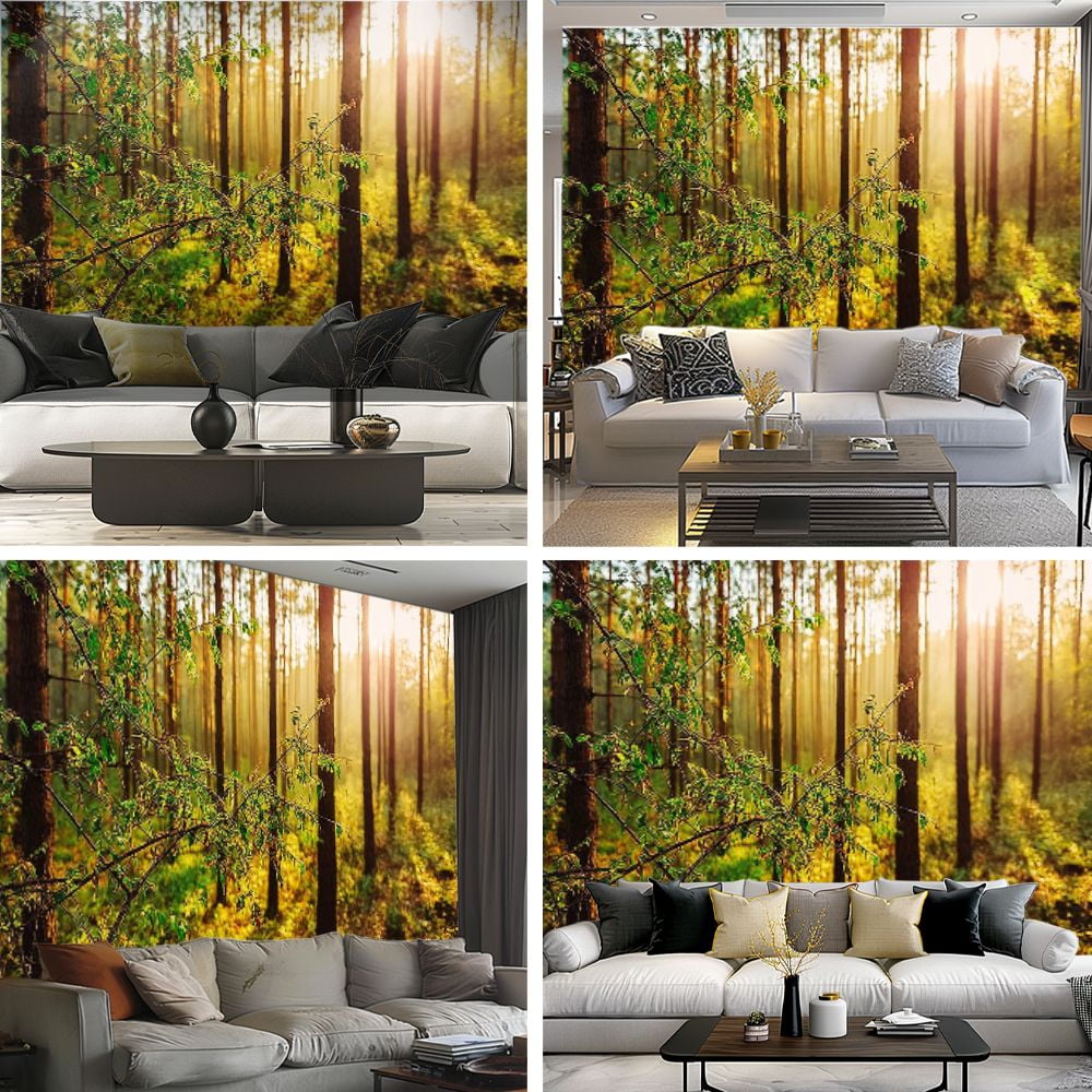 Peel and Stick Wallpaper Sunset Spring Forest Modern Art Wall Mural Decor Self Adhesive and Removable 69in x 98in