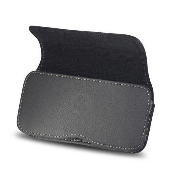 Kyocera DuraTR Case, Horizontal Leather Pouch Holster Belt Case w/ Clip / Loops for Kyocera DuraTR - Black