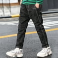 thumbnail image 4 of HAJGJP Jeans Coupe Droite Régulière pour Garçons Pantalon en Denim Décontracté Pantalon en Denim Extensible Pantalon de Printemps pour Garçons BK1, 10-12 Ans, 4 of 6