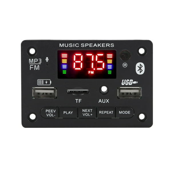 sweethay Placa de decodificación Módulo decodificador de grabación compatible con Bluetooth Pantalla digital Grabadora de audio para Cables de audio/vídeo Negro