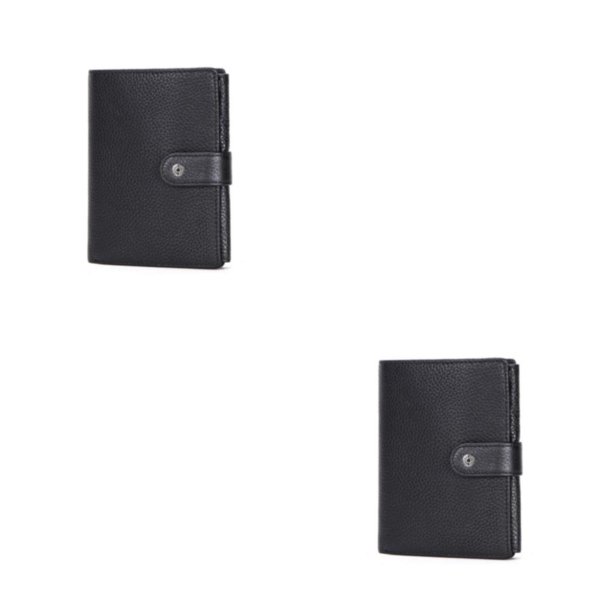 Qarigey Cartera de almacenamiento para adultos, portátil, informal, plegable, de cuero, con cierre de cremallera, para pasaportes, tarjetero, Negro 2piezas