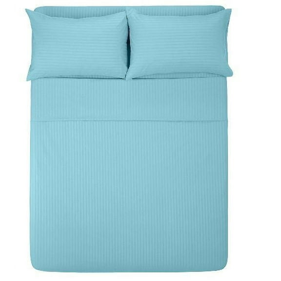The Great American Store- 4PC (Full XL, Stripe Light Blue) 11 Inch Deep Sheet Set, 1800 Series Double Brushed Microfiber - Easy Care, Fade, Shrink and Wrinkle Resistant Bedding Sheet Set