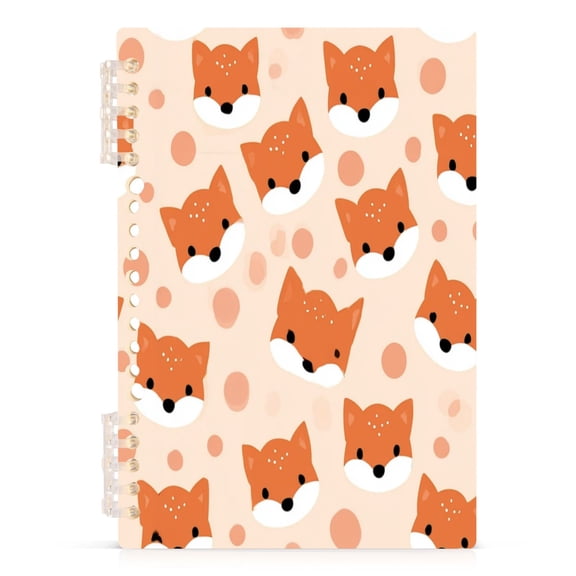 A5 Spiral Notebook 60 Sheets 80gsm Paper Ruled Journal Polka Dots and Foxes