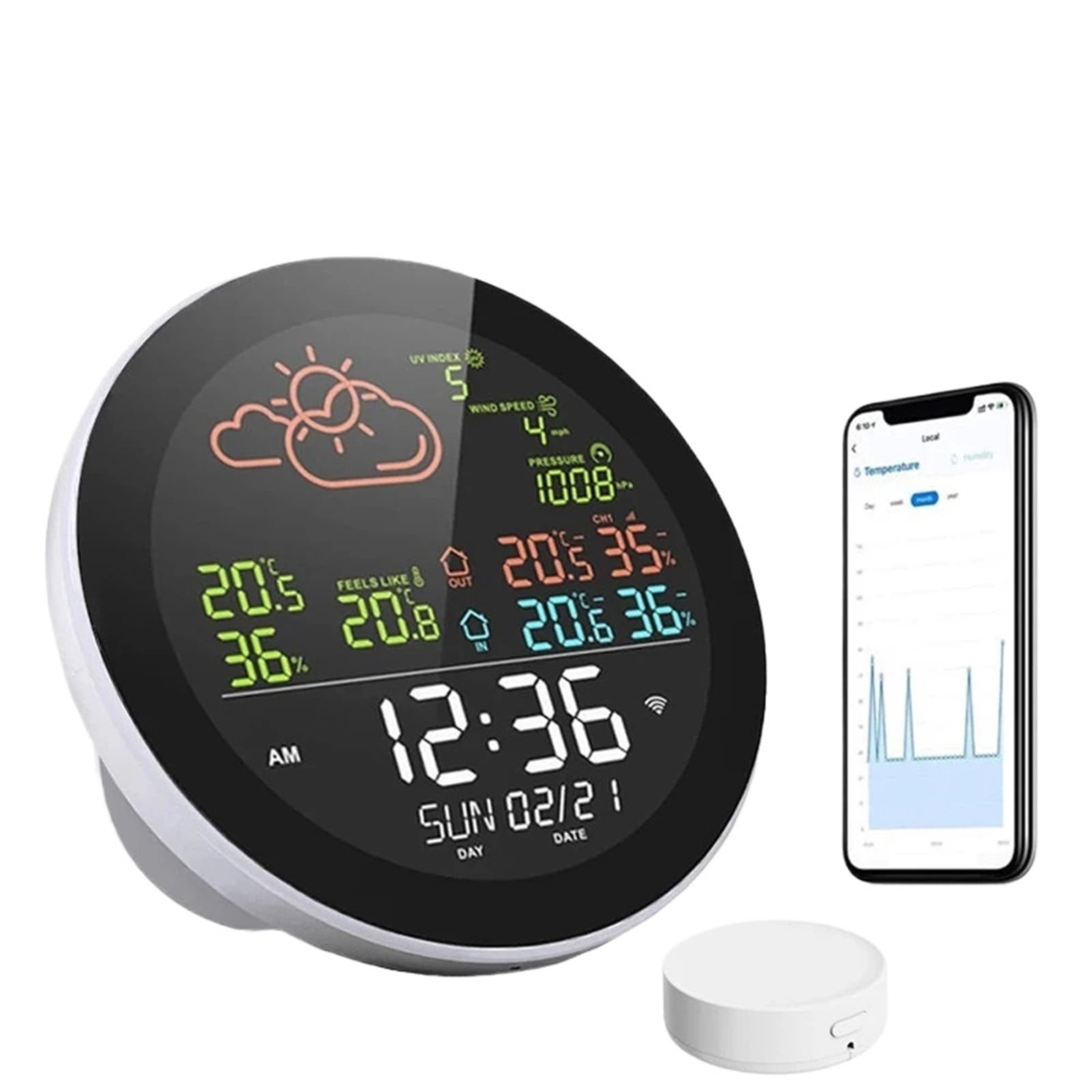Outdoor Indoor Weather Station Thermometer Hygrometer Weather Forecast Table Clock with Outdoor Sensor ,High Precision