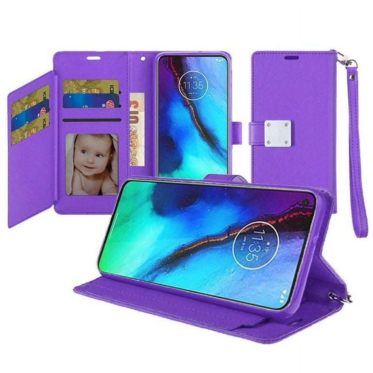 for Motorola Moto G Play 2023 Wallet Case PU Leather Credit Card ID Pocket Cash Holder Slot Dual Flip Pouch Folio Stand Cover ,Xpm Phone Case [ Purple