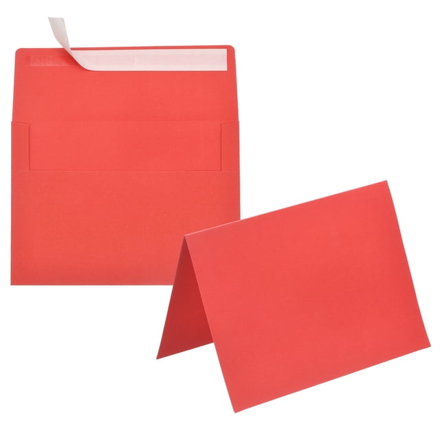 Uxcell 50 Pack Red 5x7 Envelopes with Cards Self Seal A7 Envelopes for Greeting Cards and Invitations