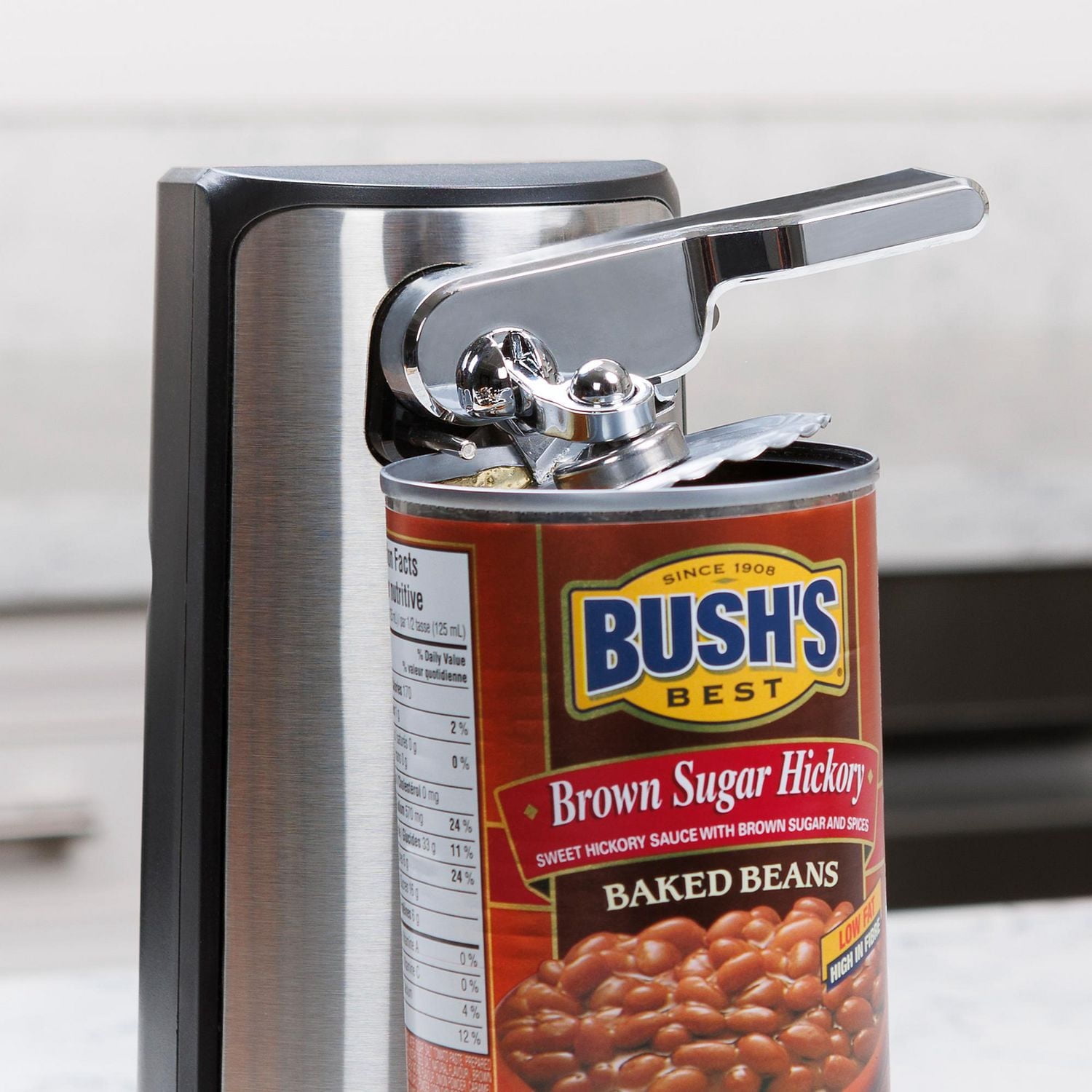 Kenmore 3-In-1 Electric Can Opener, Knife Sharpener & Bottle Opener, One Touch with auto shut-off Hands Free.
