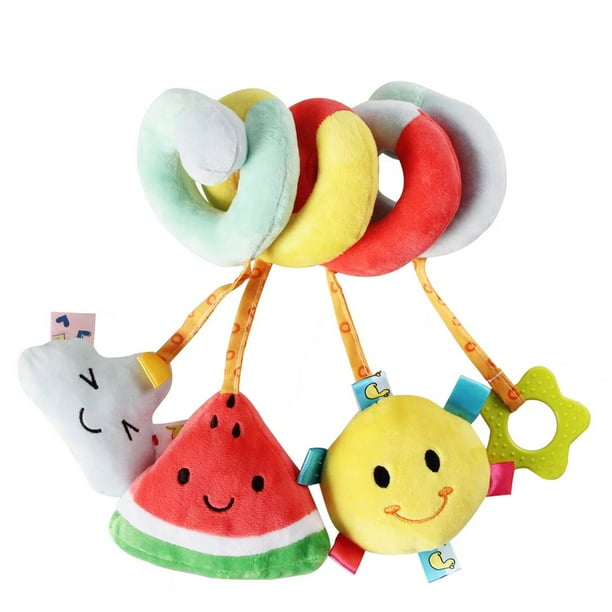 AIPINQI Car Seat Toy, Baby Spiral Plush Rattle Toy with Teether Bell