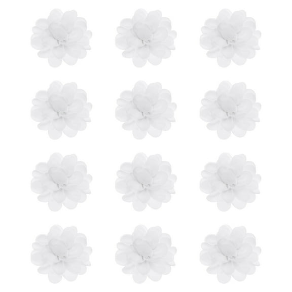 Uxcell Chiffon Flowers, 12Pcs 2" Sewing Fabric Flower Appliques Embellishments for DIY Crafts Clothing Headbands Wedding Party Decoration, White