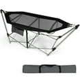thumbnail image 1 of Gymax Folding Hammock Indoor & Outdoor Hammock with Side Pocket & Iron Stand Black, 1 of 10