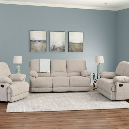 Corliving 3pc Chenille Fabric Reclining Sofa Set