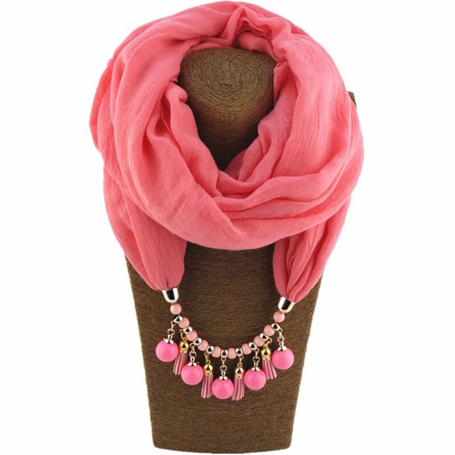 LaMaxPa 2019 New Fashion Women Solid Jewelry Pendant Chiffon Scarf Pearl Shawls and Wraps Soft Female Accessories 65Colors