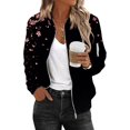 thumbnail image 2 of Bovemsi Women's Floral Bomber Jacket 2025 Causal Zip Up Coats Long Sleeve Stand Collar Fall Jackets Lightweight Outerwear Tops Light Jackets, 2 of 6