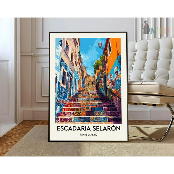 Escada Selaron Poster, Escada Selaron Print, Escada Selaronescada Selaron, Rio De Janeiro Brazil, Selarón Steps Poster Wall Art, Modern Wall Decor, 8x12 UNFRAMED