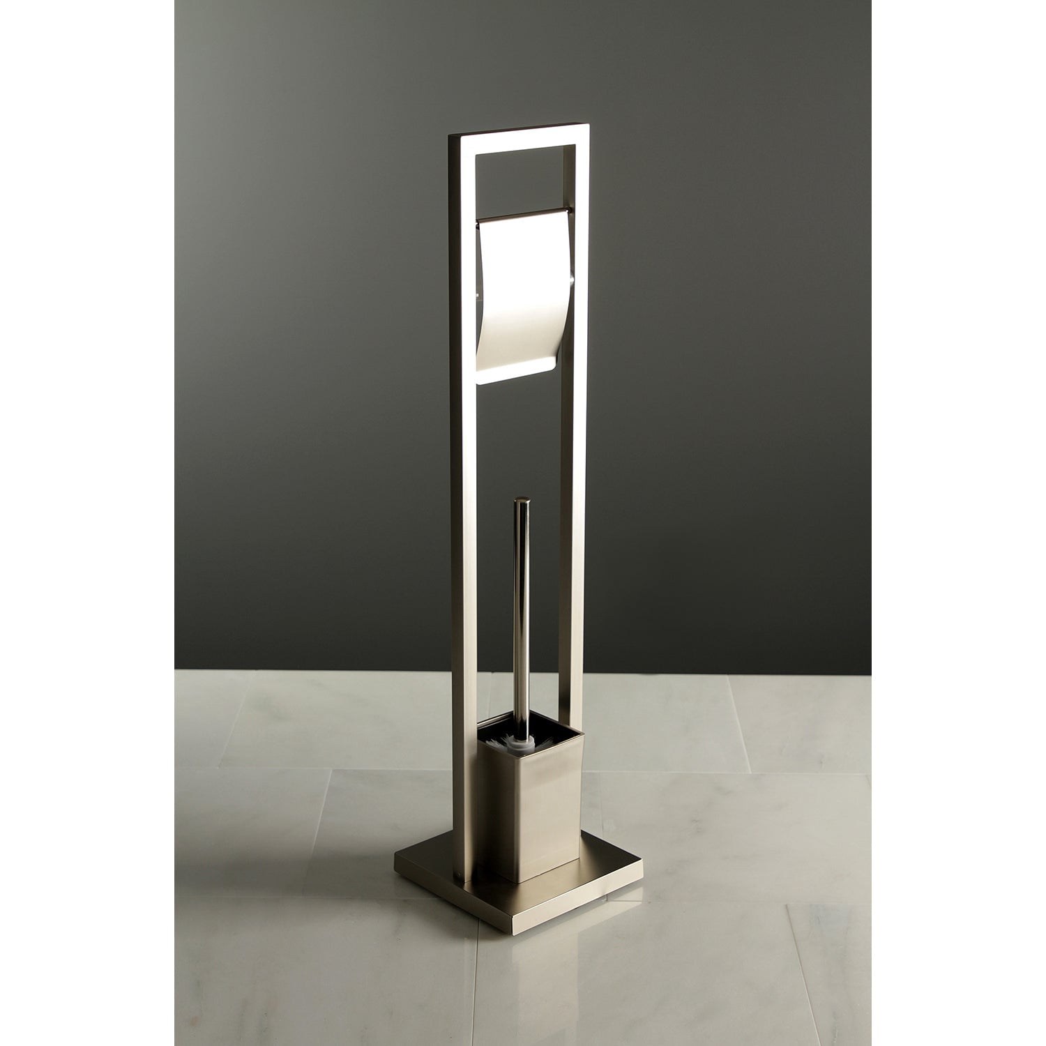 Kingston Brass SCC8341 Pedestal Toilet Paper Holder with Toilet Brush Holder, Polished Chrome