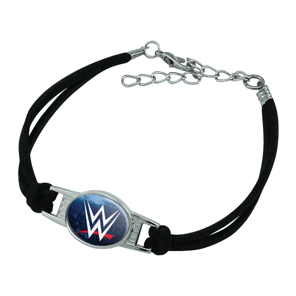 WWE Crowd Logo Novelty Suede Leather Metal Bracelet
