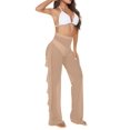 thumbnail image 4 of Traje de baño Cover Up Pants Jumppmile de malla transparente con volantes, color caqui, 4 of 6