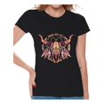 thumbnail image 1 of Awkward Styles Mosaic Cow Skull Tshirt for Women Cow Skull Shirt Sugar Skull T Shirt for Women Day of the Dead Gifts for Her Dia de los Muertos Outfit Women's Skull T-Shirt Dreamcatcher Skull Shirt, 1 of 4