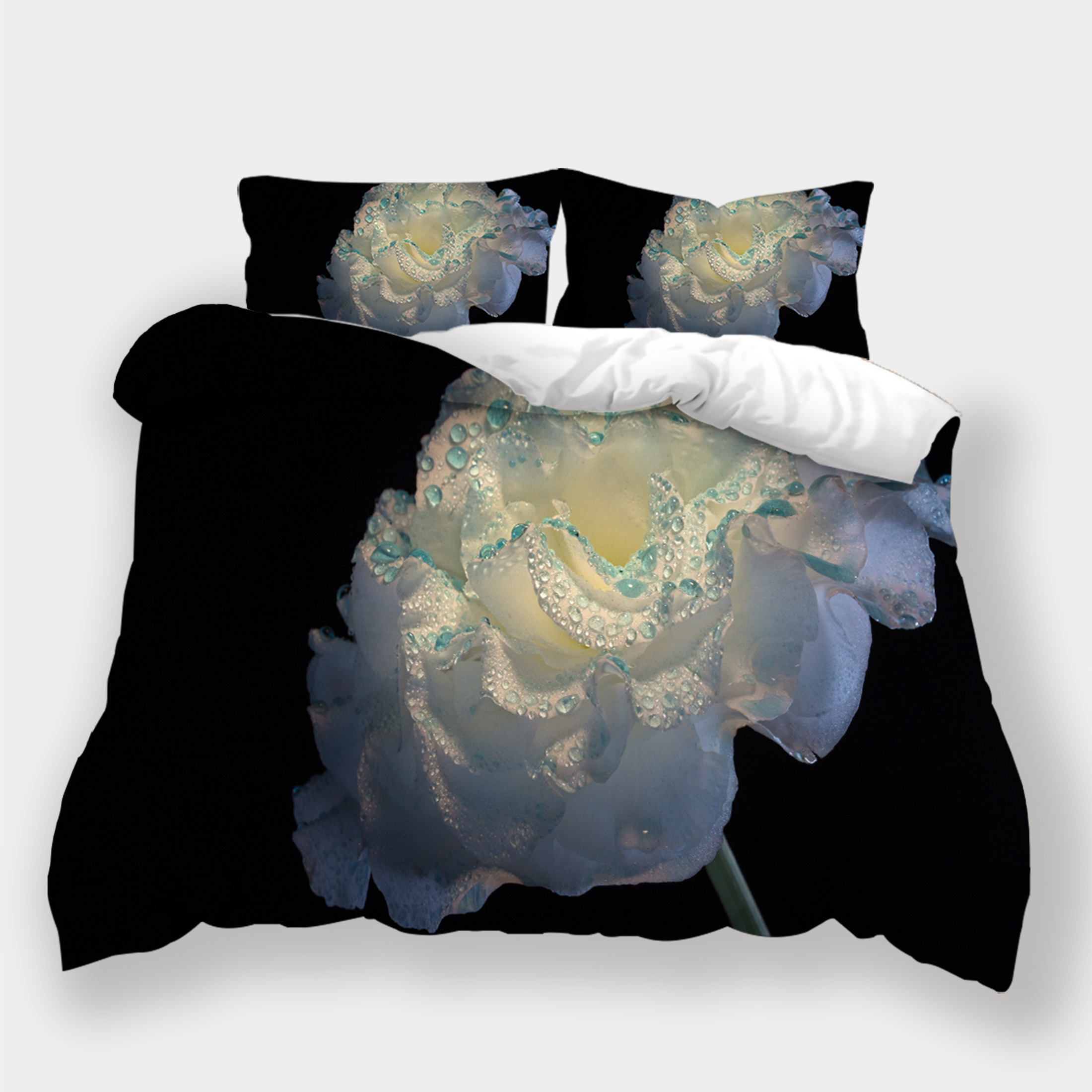 3D Printed White Floral Bedding Sets Good Luck Floral Pattern Duvet Covers