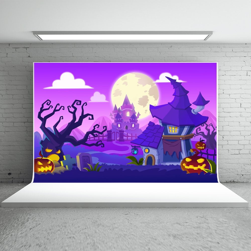 7x5ft Purple Backdrops for Pictures Golden Moon Backgrounds Kids 