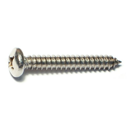 

#12 x 1-1/2 18-8 Stainless Steel Phillips Pan Head Sheet Metal Screws SMSPSS-421