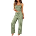 thumbnail image 3 of Rvasteizo Plus Size Sleepwear Lace Sleeveless Cami Elastic Waist Full Length Pants Sleepwear, 3 of 5