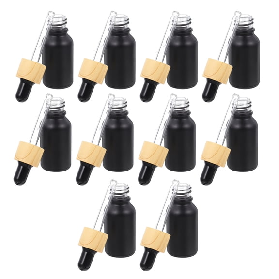 ifundom Black Glass Bottles with Dropper, 10 Pack - Reusable Aromatherapy Bottles for Oils