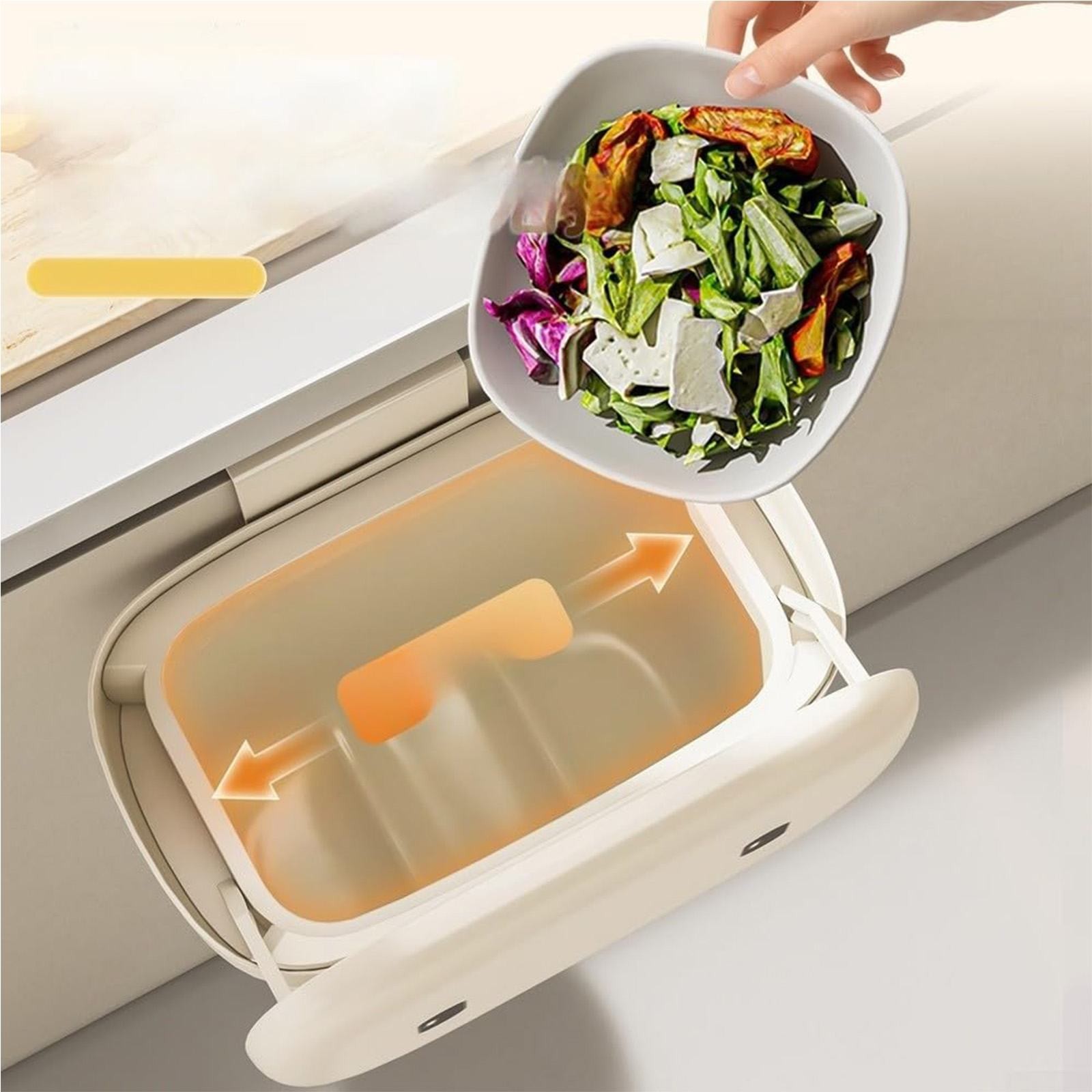 Hanging Trash Can with Lid, Kitchen Waste Bins, Wall Mounted Garbage Can, Small Plastic Waste Basket, Garbage Can with Lid for Kitchens,Cabinet Door, Bathroom,Office, 9.05X5.11X9.84inch