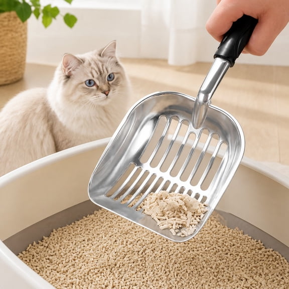 Aluminum Alloy Sifter, Long Handle, Poop Sifting, Kitten Pooper Lifter, Durable, Heavy Duty, for Litter Box 1Pcs