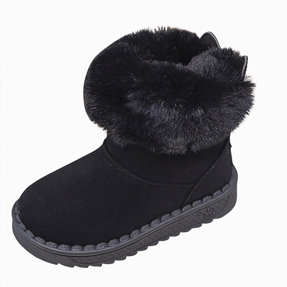 Gvdentm Cowgirl Boots for Girls Boys & Girls Snow Boots Insulated Lined Warm Anti-Slip Waterproof Winter Boot (Toddler/Big Kid)(Black,12.5)