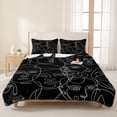 thumbnail image 3 of King Quilt Set 96''x106'', Abstract Style Lightweight Bedspread Coverlet Set with 2 Pillow Shams, Black Face Line Modern Character Art Breathable All Season Quilt Bedding for Bedroom/Guest Room, 3 of 9