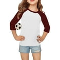 thumbnail image 6 of ZACPNCV T Shirts for Teen Girls Raglan 3/4 Length Sleeve Cute Clothes Fall Round Neck Tops Comfy Elbow Sleeve Shirts Burgundy 13-14 Years, 6 of 7