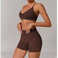 thumbnail image 7 of PISONIC Women Two Piece Workout Sets Support Ruched Cross Back Sports Bras Matching Booty Lifting Shorts Gym Yoga Outfits, 7 of 7