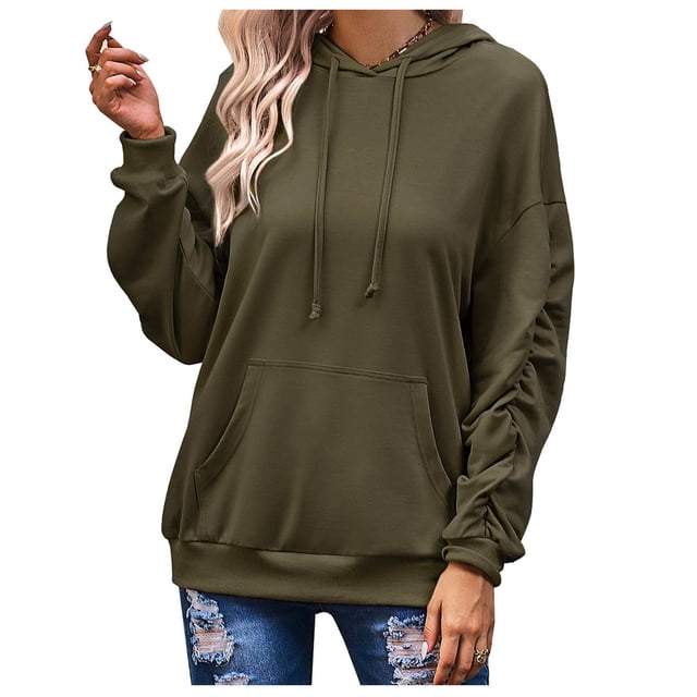 Suéter de manga larga suelto de otoño e invierno para mujer, capucha de color sólido superior Fridja bvmnju6522