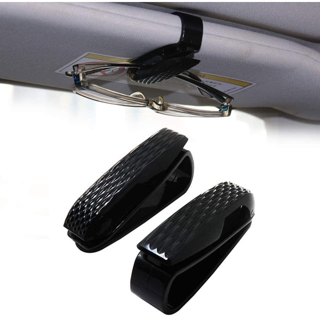 Paquete de 2 soportes para gafas de sol para coche, soporte para gafas de sol con clip para tarjeta de boleto
