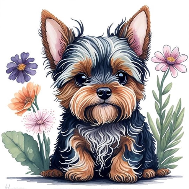 Resina Diamante JShteea Serie Animal Cachorro 30*30CM Colorido