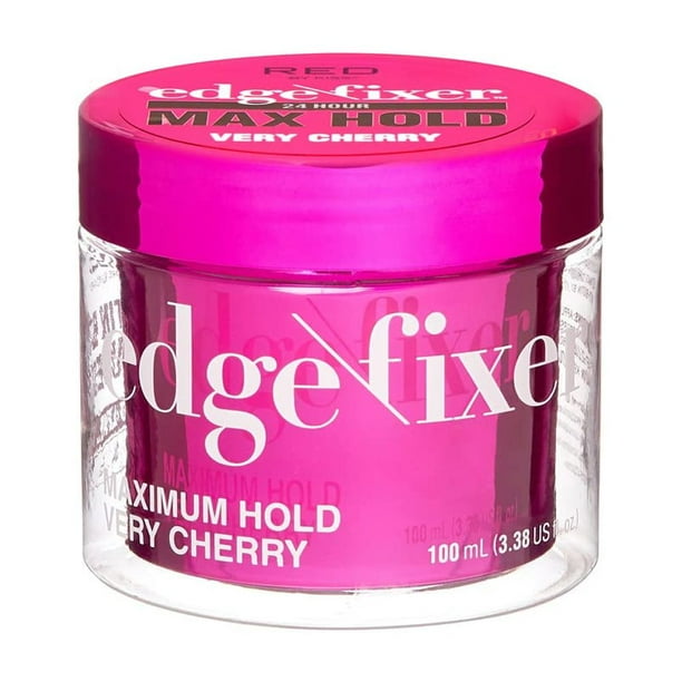Red by Kiss Edge Fixer Gel para brillo del cabello, fijación máxima de 24 horas, sin descamación, biotina B7, estilo natural, cera profesional para control de bordes, perfecta para trenzar (muy cereza
