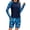 blue, variant on Womens Rash Guard Long Sleeve Swim Shirts Swimsuit Bathing Suit with Womens Swim Shorts & Two Pockets