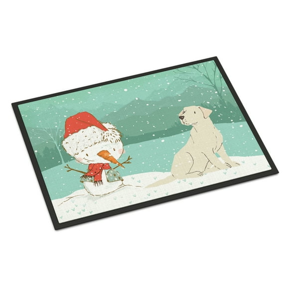 Carolines Treasures CK2049JMAT Yellow Labrador Snowman Christmas Door Mat Indoor Rug or Outdoor Welcome Mat 24x36