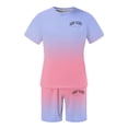 thumbnail image 4 of Men's New York Print Crewneck T-Shirt and Drawstring Shorts Set, Black-White Gradient 2-Piece Casual Tracksuit, 4 of 5