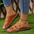 thumbnail image 5 of Htigea Summer Flat Sandals for Women Non Slip Open Toe Walking Shoes Casual Comfy Everyday Work Sandal Brown,7, 5 of 7
