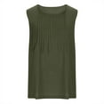 thumbnail image 4 of Ladies Loose Fit Vests Crew Neck Faux Gauze Linen Tops Vest for Juniors Sleeveless Brunch Ruched Cami Tank Basic Fall Summer Vest 2025 Clothes, 4 of 5