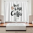 thumbnail image 2 of Ambesonne Coffee Kitchen Curtains, Brush Style Writing, 55"x45", Black White Brown, 2 of 3