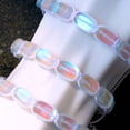 thumbnail image 4 of Rainbow White | Silver | Mermaid Glass Pebble Macrame Bracelet, 4 of 8